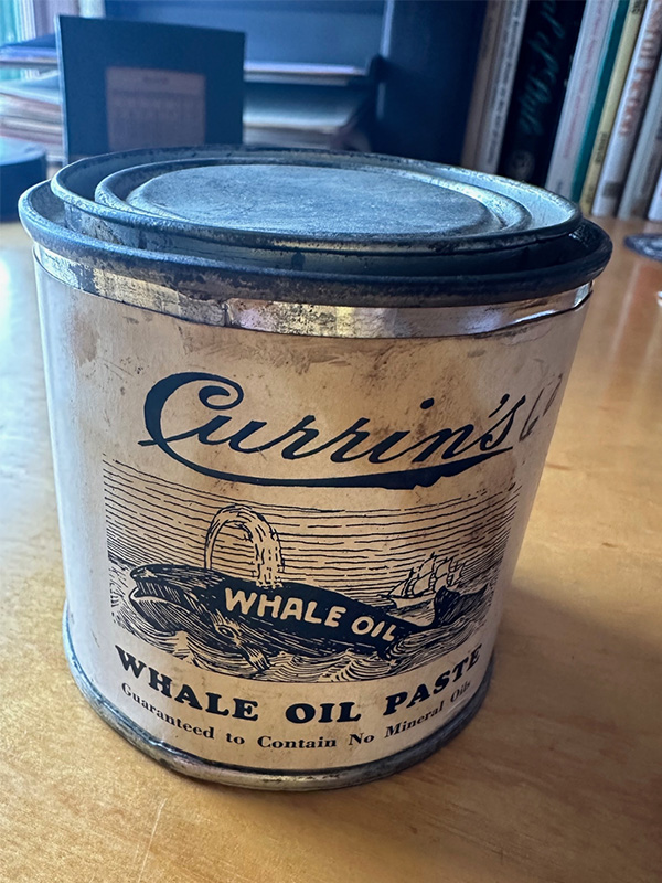 Currin’s whale oil paste